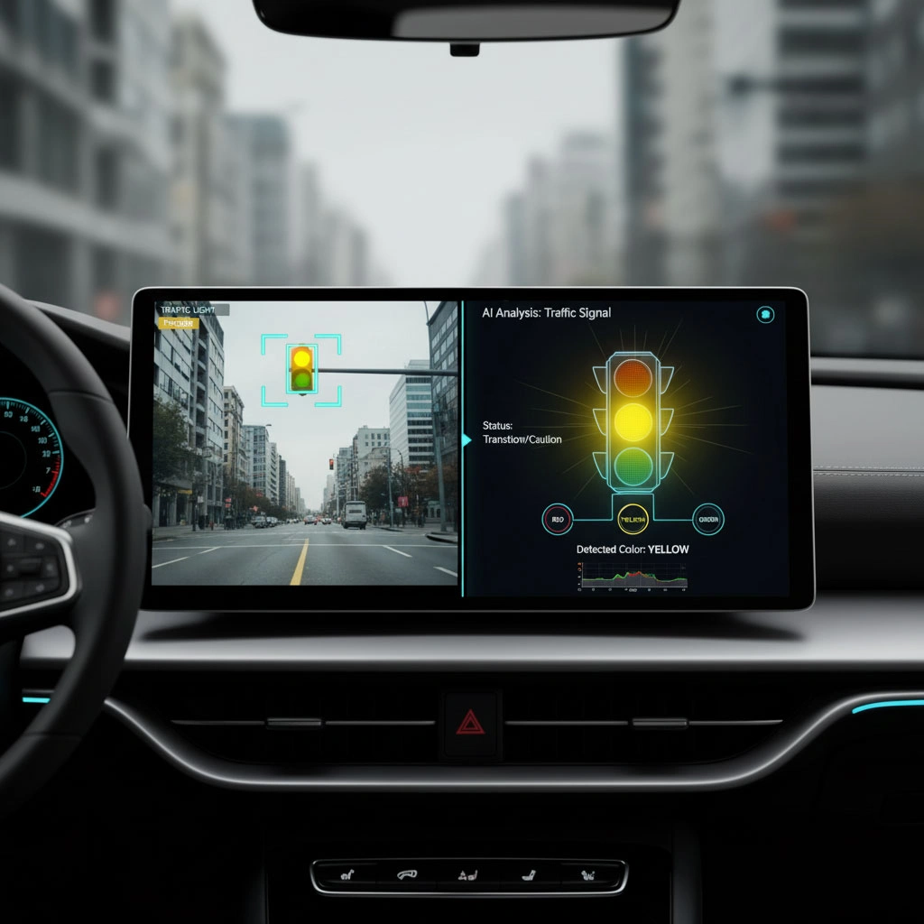 تشخیص رنگ چراغ راهنمایی با دوربین خودرو