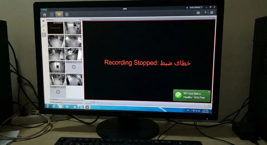 آموزش رفع مشکل توقف ضبط دوربین مداربسته