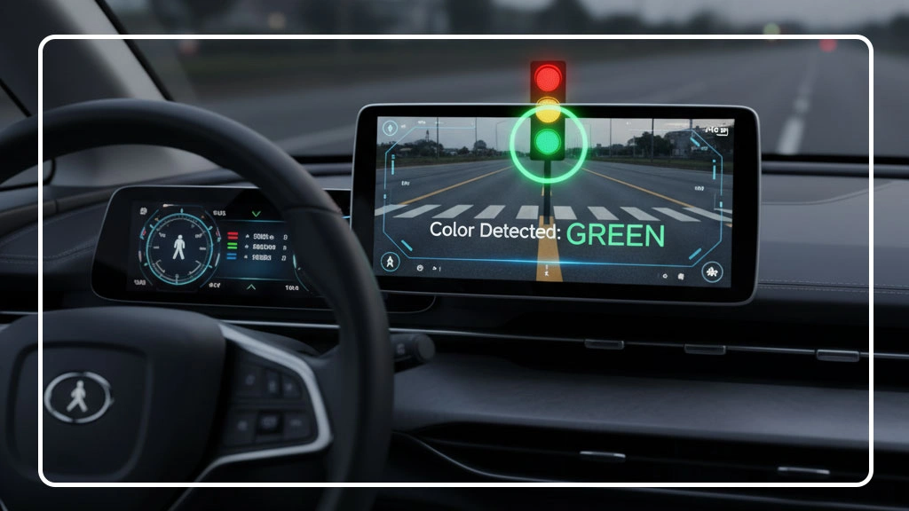 تشخیص رنگ چراغ راهنمایی در دوربین خودرو