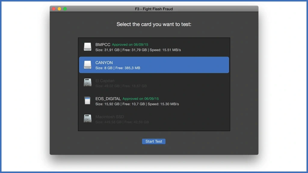 برنامه F3 برای تست کارت حافظه